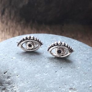 Sterling Evil Eye Post Earrings
